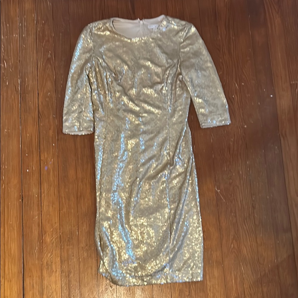Eva Mendes Gold Silver Ruched Bodycon Dress